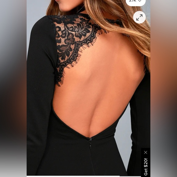Lulu's Black Backless Lace Dress - Picture 4 of 12
